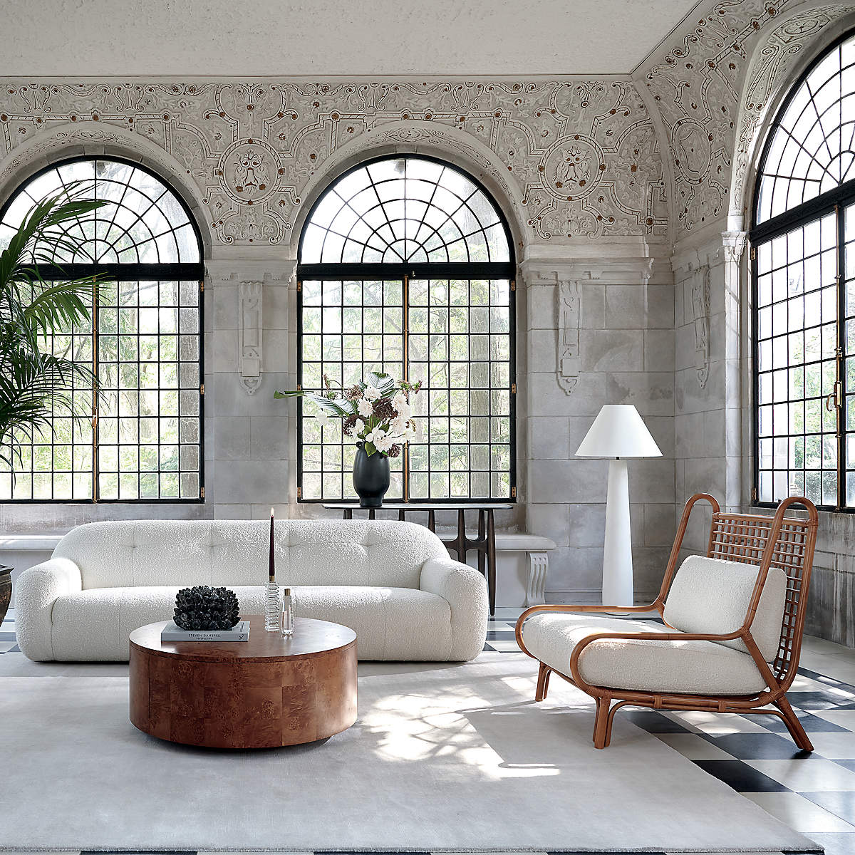 White concrete modern living room