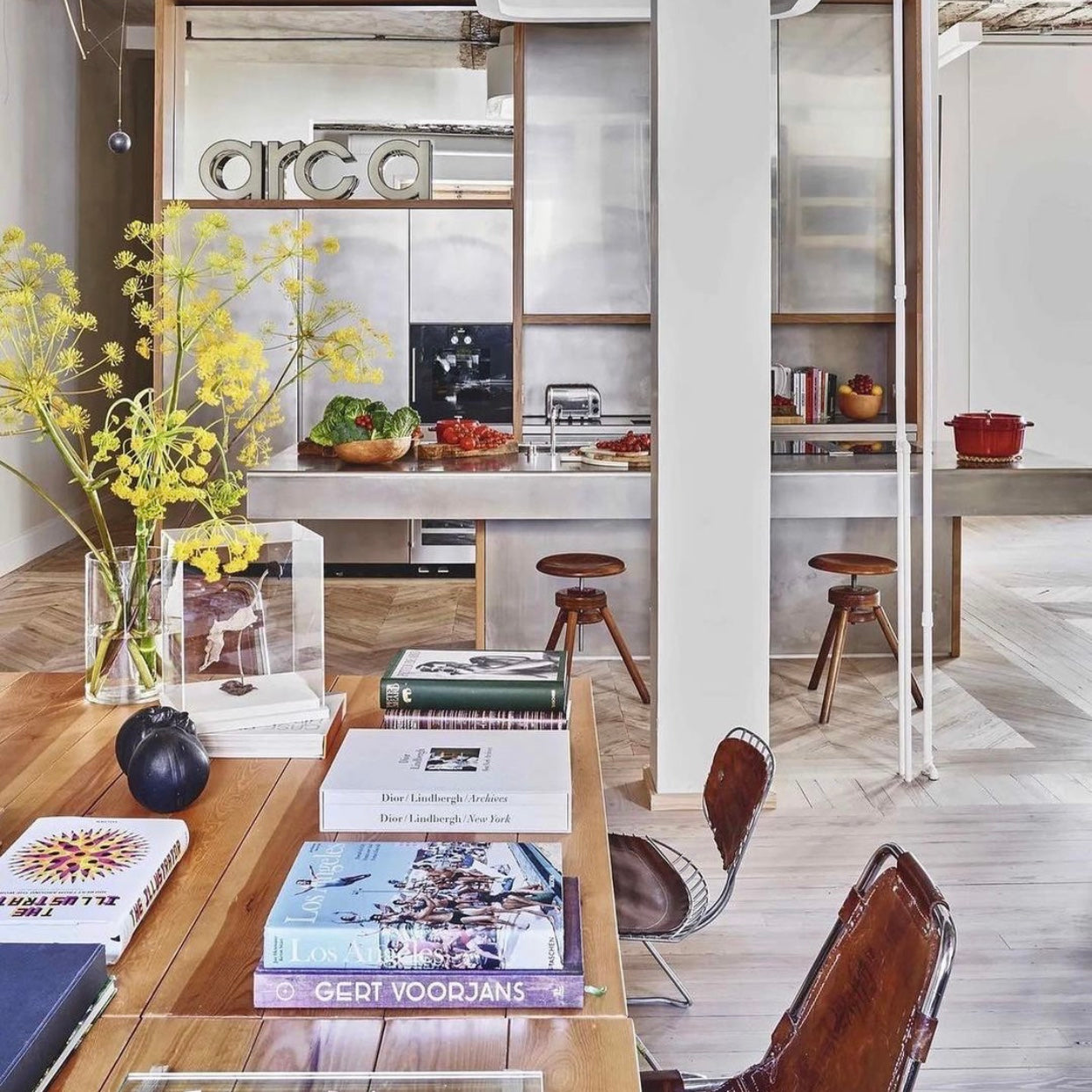 Contemporary kitchen and living room