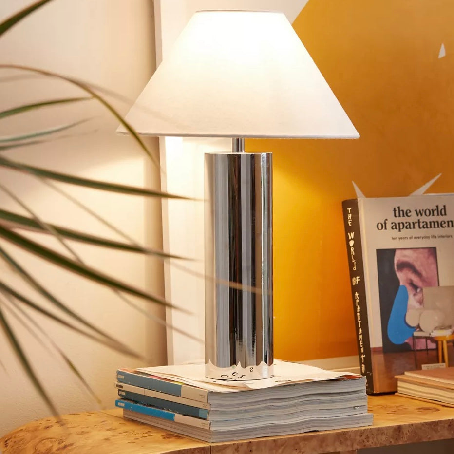 Contemporary silver lamp coffee table books